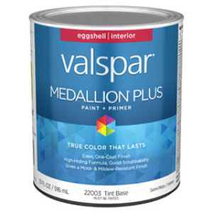 VALSPAR 22003.005 MEDALLION PLUS EGGSHELL TINT BASE INTERIOR PAINT & PRIMER