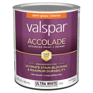 VALSPAR 13002.005 ACCOLADE SEMI-GLOSS ULTRA WHITE INTERIOR PAINT & PRIMER