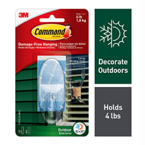 3M 17093CLR-AWES COMMAND CLEAR OUTDOOR LARGE WINDOW HOOK 1 HOOK / 2 STRIPS