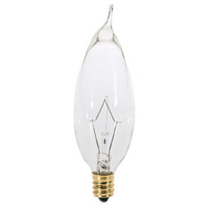 SATCO S3774 25W TURN-TIP CHANDELIER CLEAR BULB