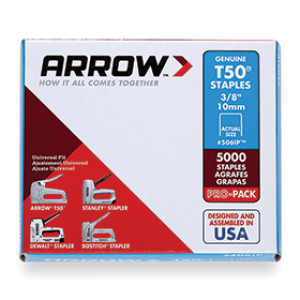 ARROW FASTENER 506IP T50 3/8" H/D STAPLES - 5000 PACK INDUSTRIAL PACK HT50