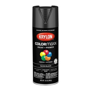 KRYLON K05505007 COLORMAXX PAINT + PRIMER GLOSS BLACK 12 OZ INDOOR - OUTDOOR
