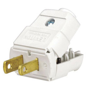 036-101-2WP WHITE 15AMP 2 POLE /2 WIRE PLUG STRAIGHT BLADE 125V RESIDENTIAL