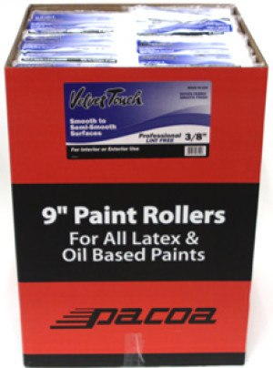 VELVET TOUCH 63 PC DUMP BIN 3 PK 9" X 3/8" LINT-FREE ROLLER REFILL