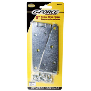 G-FORCE 42513 5" HEAVY STRAP HINGES ZINC PLATED PAIR