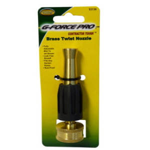 G-FORCE 53130 4" BRASS HOSE NOZZLE STRAIGHT TWIST RUBBERIZED CARDED