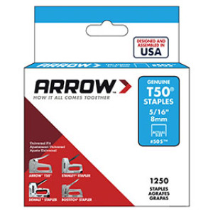 ARROW FASTENER 50524 T50 5/16" H/D STAPLES - 1250PK HT50 - HT50iR.E.D. - HT55