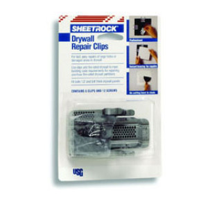 USG 380161-008 SHEETROCK DRYWALL REPAIR CLIPS CARDED 6 CLIPS/12 SCREWS