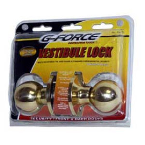 G-FORCE 80045 VESTIBULE BALL KNOB LOCKSET POLISHED BRASS KW1 KEYWAY KEYED DIFF