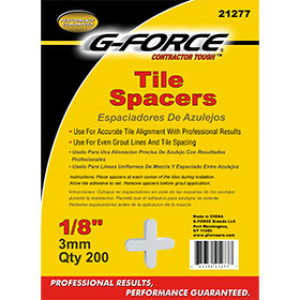 G-FORCE 21277 1/8" PLASTIC TILE SPACERS (200/BAG)