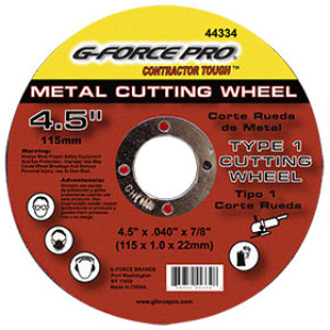 G-FORCE 44334 PREMIUM THIN METAL CUT-OFF BLADE 4-1/2" X .040" X 7/8" TYPE 1